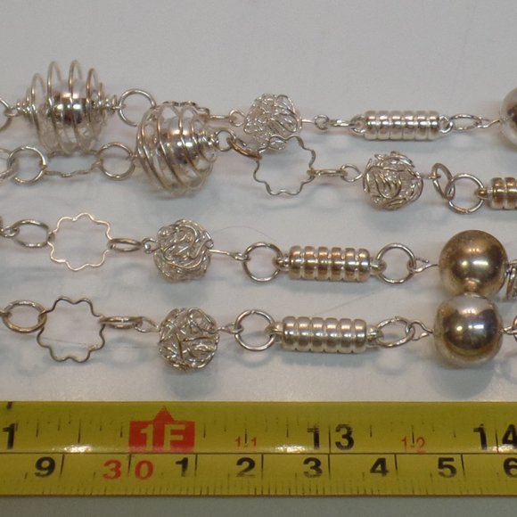 LBVRY Silvertone Multi-strand Necklace 28" - Picture 8 of 9
